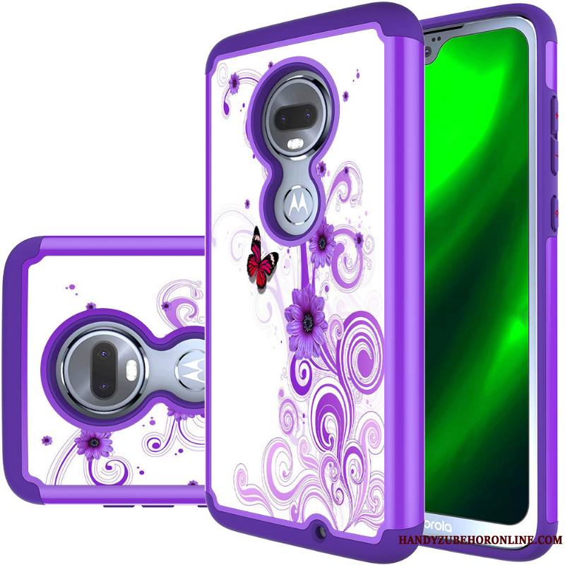 Moto G7 Incassable Violet Coque Téléphone Portable Robot Protection Étui