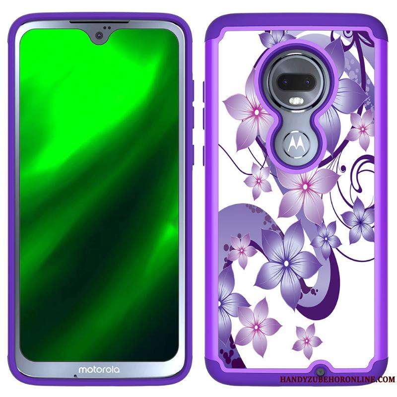 Moto G7 Incassable Violet Coque Téléphone Portable Robot Protection Étui