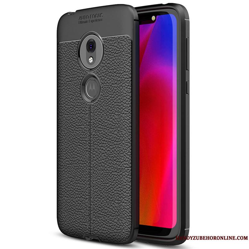 Moto G7 Play Litchi Modèle Fleurie Protection Tout Compris Coque De Téléphone Noir Téléphone Portable