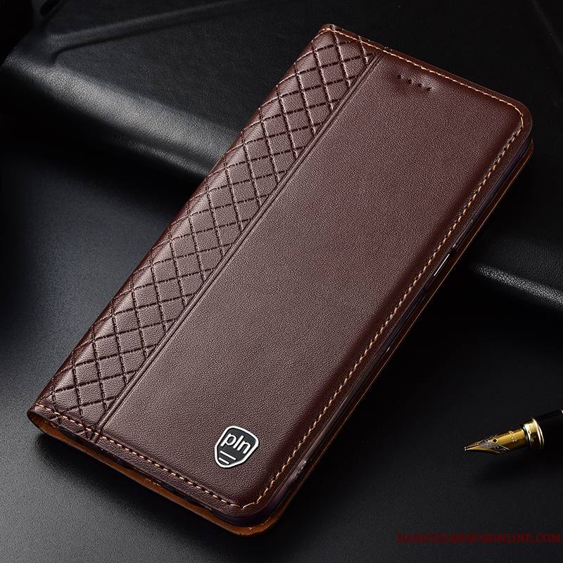 Moto G7 Play Étui En Cuir Coque De Téléphone Protection Tout Compris Plaid Noir Téléphone Portable