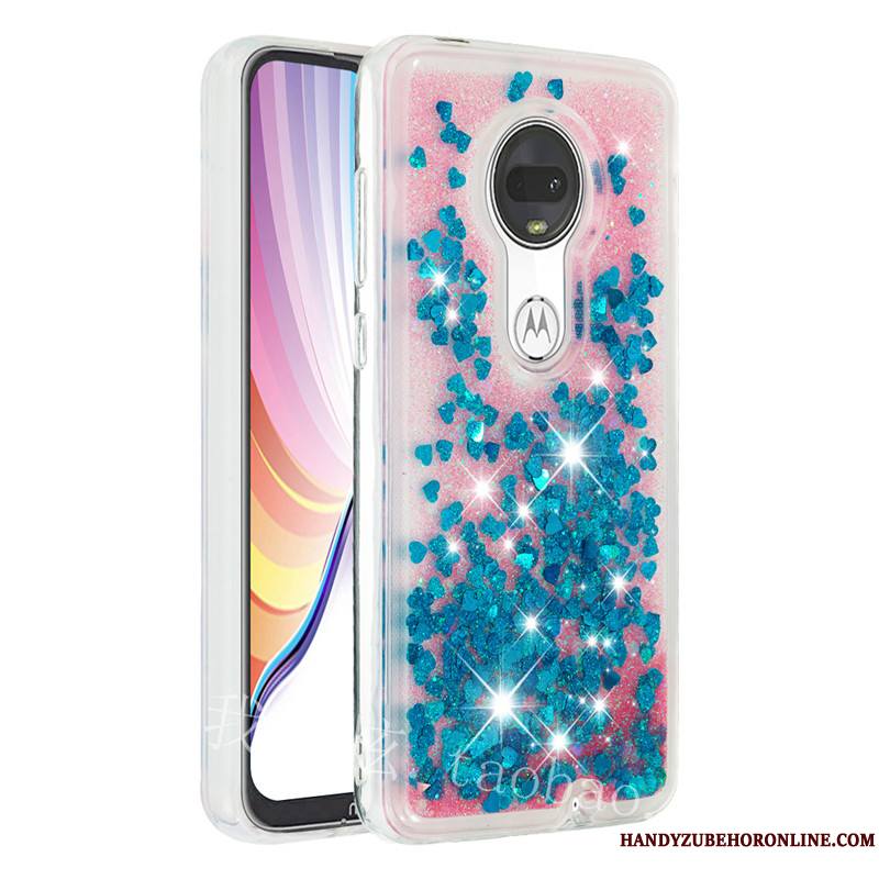 Moto G7 Plus Coque De Téléphone Violet Étui Quicksand Fluide Doux