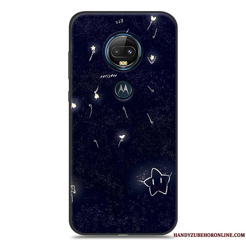 Moto G7 Plus Coque Délavé En Daim Tout Compris Fluide Doux Peinture Silicone Noir Étui