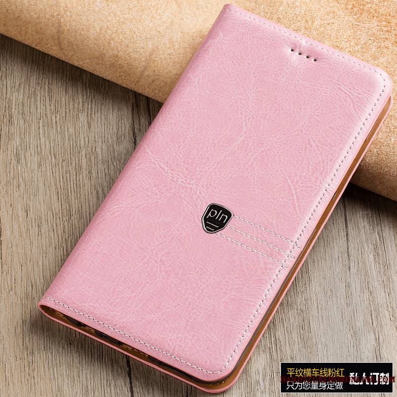 Moto G7 Plus Rose Cuir Véritable Nouveau Étui En Cuir Housse Coque De Téléphone Protection