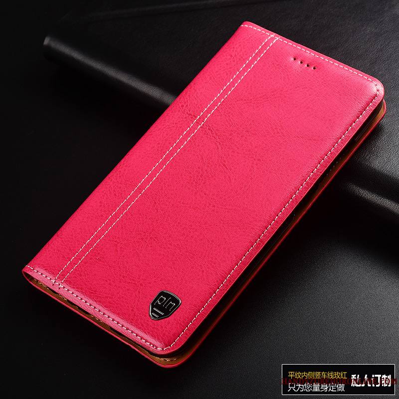 Moto G7 Plus Rose Cuir Véritable Nouveau Étui En Cuir Housse Coque De Téléphone Protection