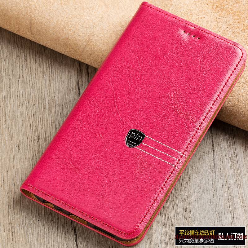 Moto G7 Plus Rose Cuir Véritable Nouveau Étui En Cuir Housse Coque De Téléphone Protection