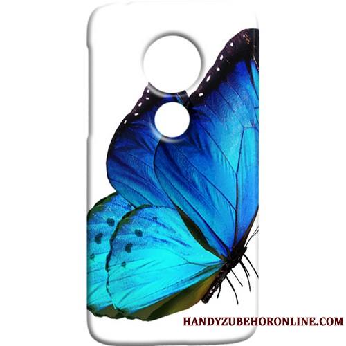 Moto G7 Plus Étui Délavé En Daim Papillon Art Téléphone Portable Frais Coque