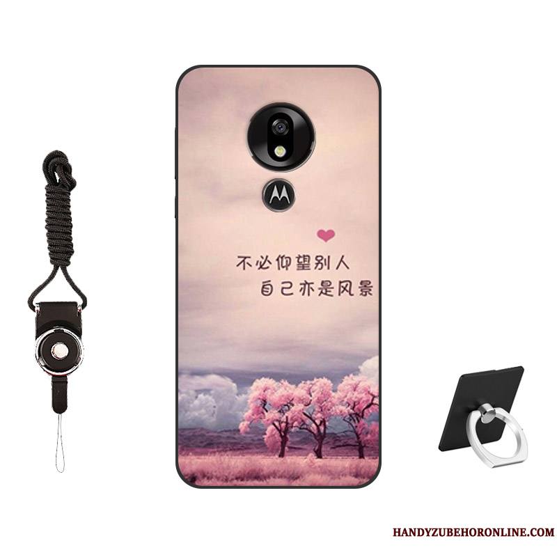 Moto G7 Power Coque Silicone Peinture Tempérer Personnalisé Modèle Personnalité Rose