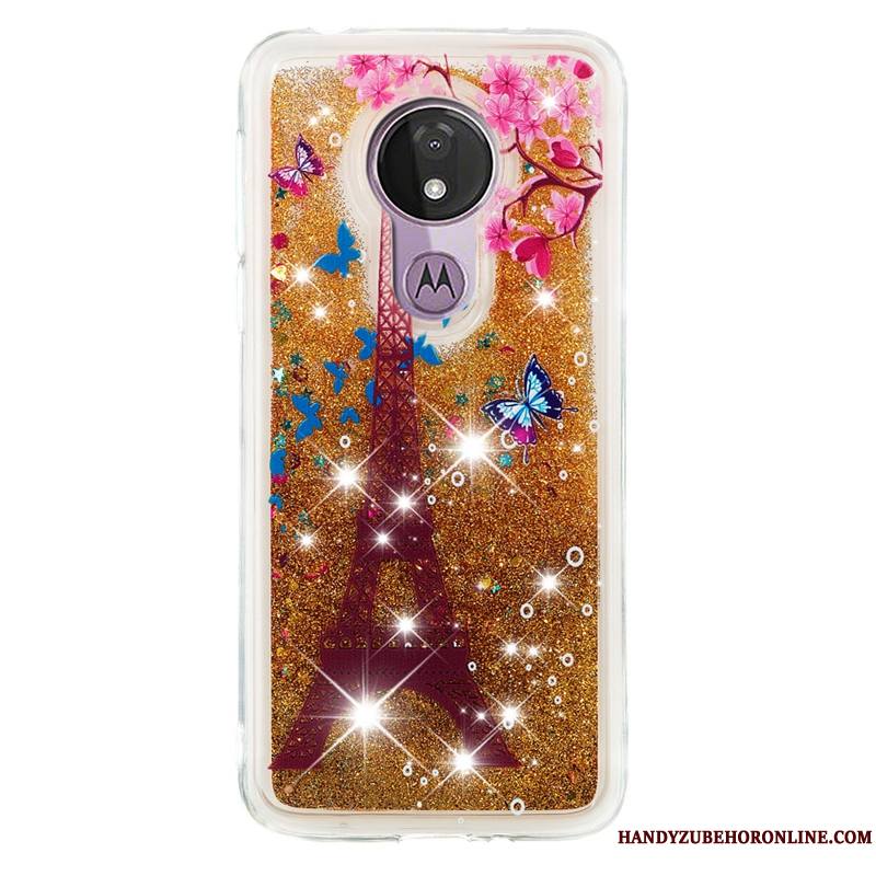 Moto G7 Power Créatif Quicksand Fluide Doux Coque Dessin Animé Vert Incassable