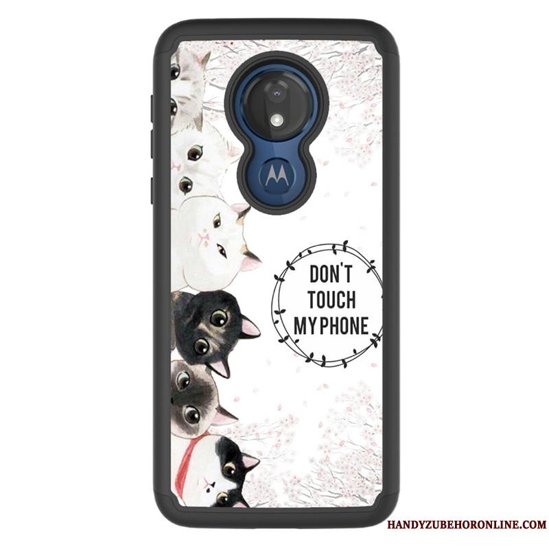 Moto G7 Power Noir Coque De Téléphone Étui Tissu Incassable Dessin Animé Modèle Fleurie