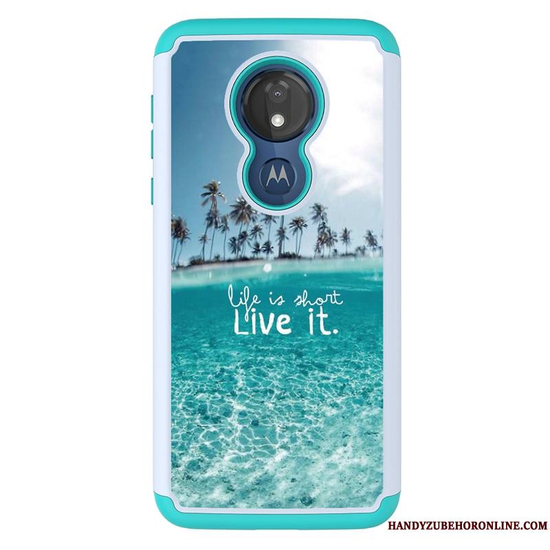 Moto G7 Power Noir Coque De Téléphone Étui Tissu Incassable Dessin Animé Modèle Fleurie