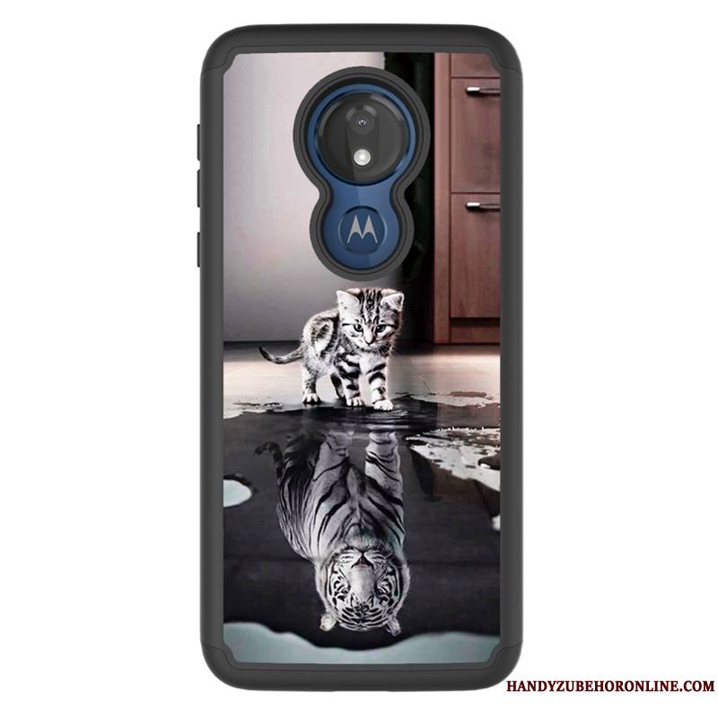 Moto G7 Power Noir Coque De Téléphone Étui Tissu Incassable Dessin Animé Modèle Fleurie