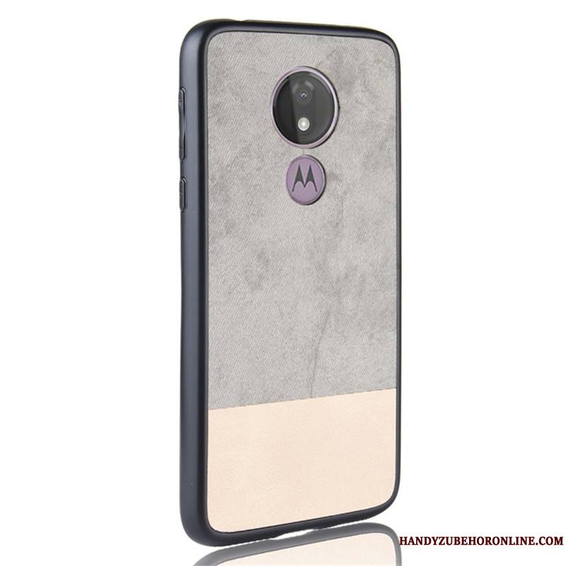 Moto G7 Power Protection Coque De Téléphone Étui Tout Compris Cuir Couture Couleurs Bleu