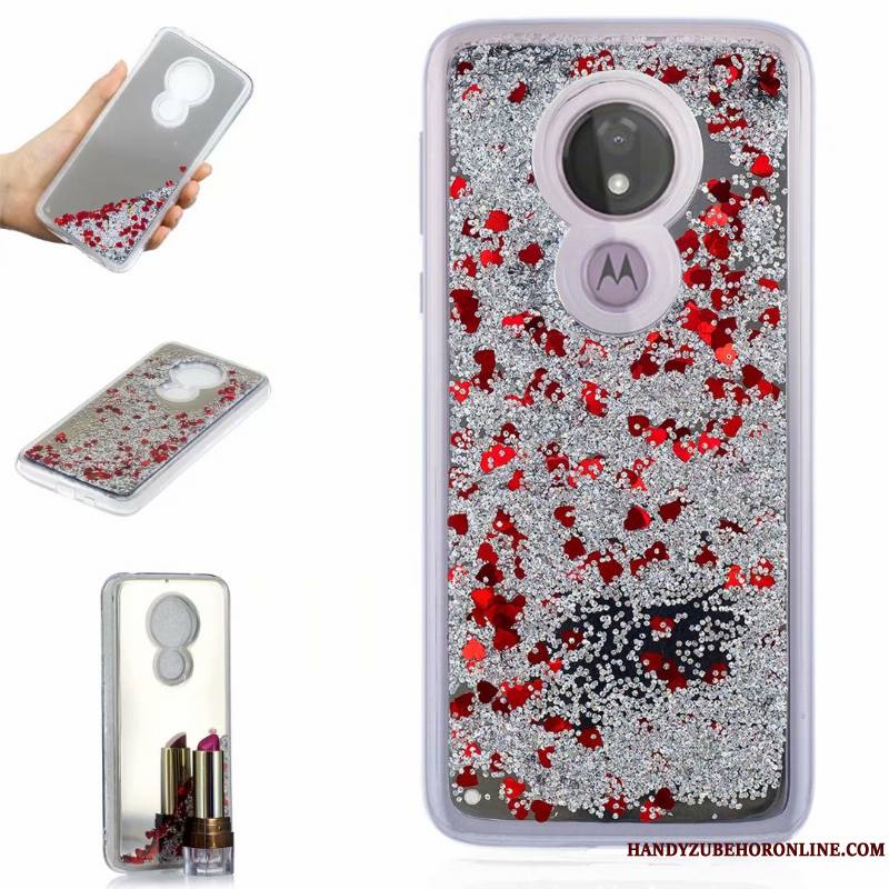 Moto G7 Power Étui Protection Quicksand Silicone Fluide Doux Coque De Téléphone Rouge