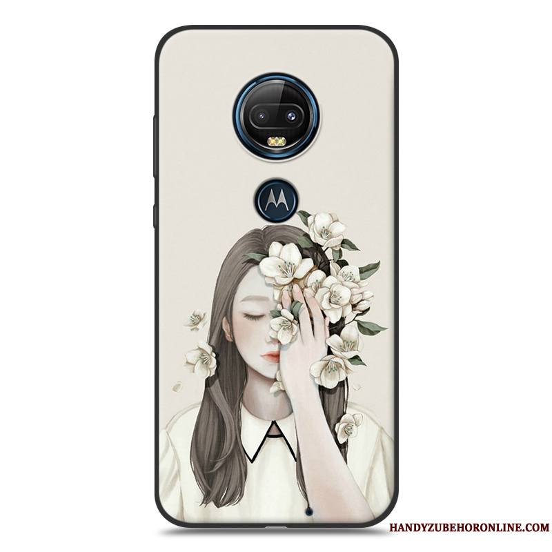 Moto G7 Rose Fluide Doux Étui Coque Vent Net Rouge De Téléphone