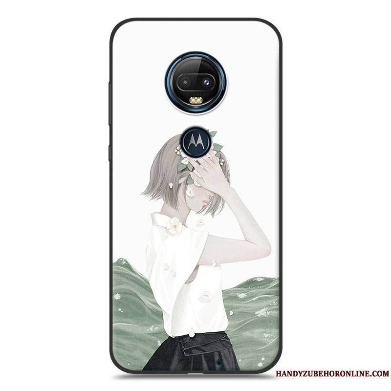 Moto G7 Rose Fluide Doux Étui Coque Vent Net Rouge De Téléphone