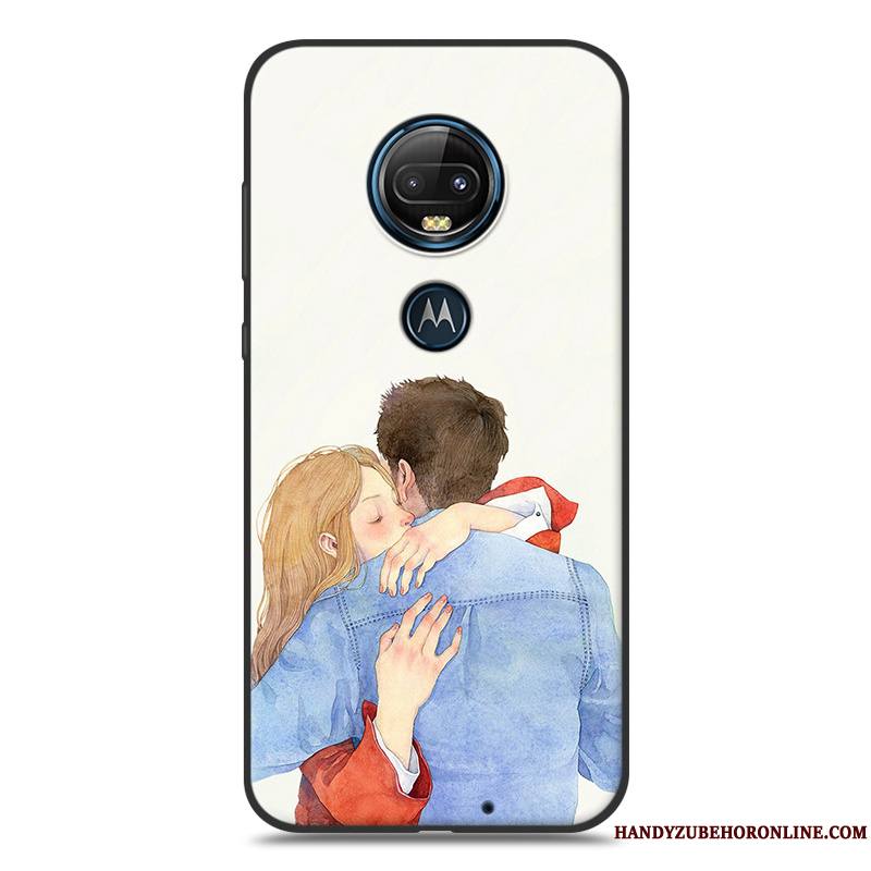 Moto G7 Rose Fluide Doux Étui Coque Vent Net Rouge De Téléphone