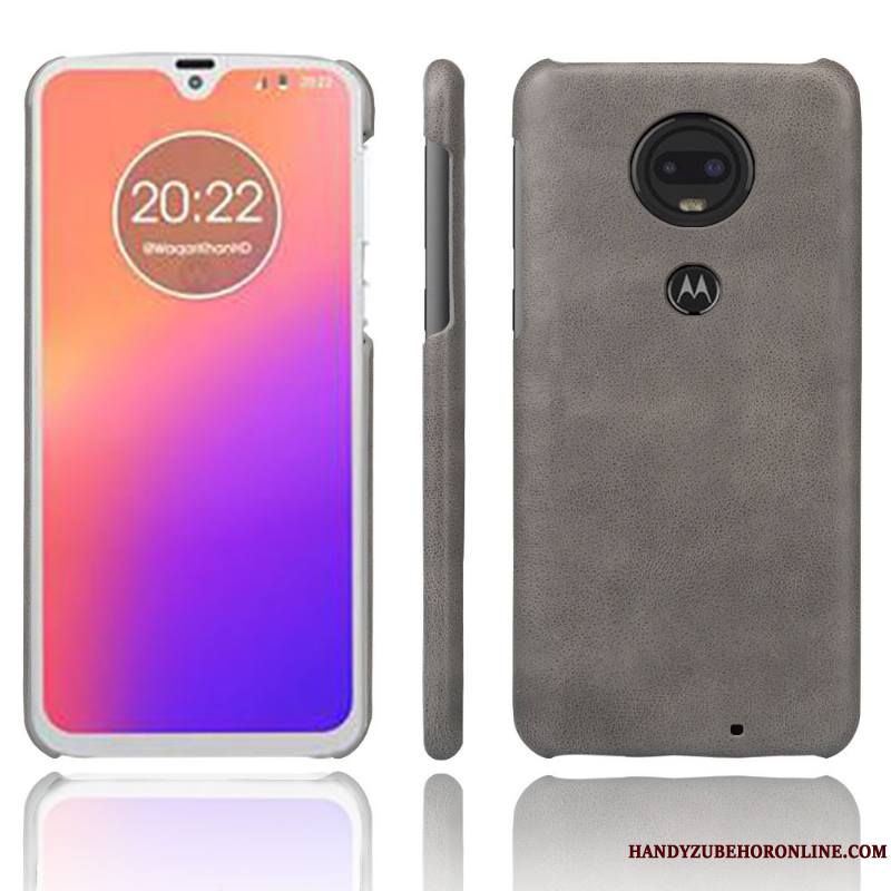 Moto G7 Étui Vintage Coque Incassable Rouge Business Qualité