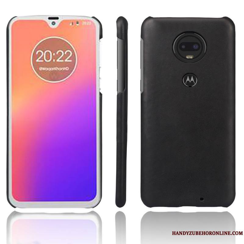 Moto G7 Étui Vintage Coque Incassable Rouge Business Qualité