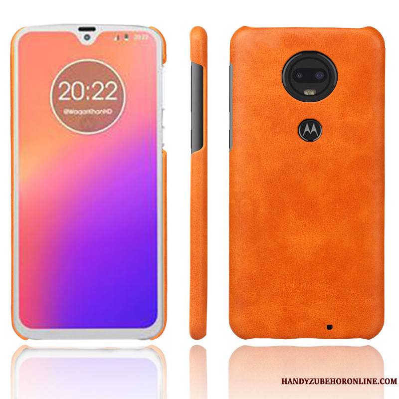 Moto G7 Étui Vintage Coque Incassable Rouge Business Qualité