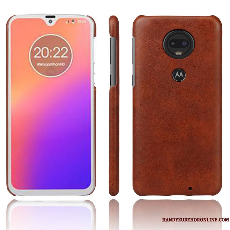 Moto G7 Étui Vintage Coque Incassable Rouge Business Qualité