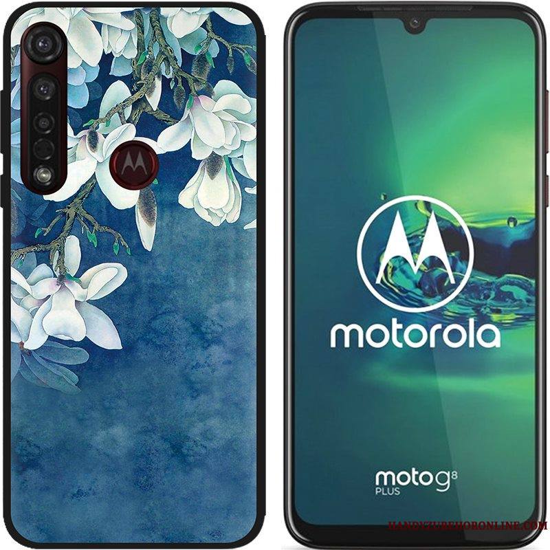 Moto G8 Plus Chaud Pu Tissu Délavé En Daim Coque Rose De Téléphone