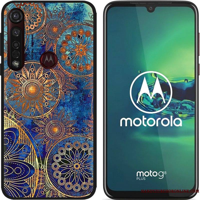 Moto G8 Plus Chaud Pu Tissu Délavé En Daim Coque Rose De Téléphone