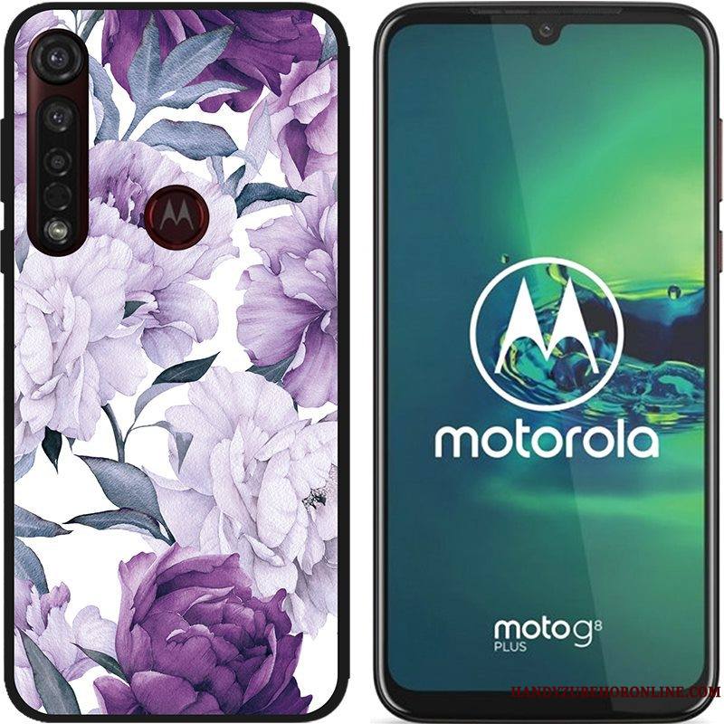 Moto G8 Plus Chaud Pu Tissu Délavé En Daim Coque Rose De Téléphone