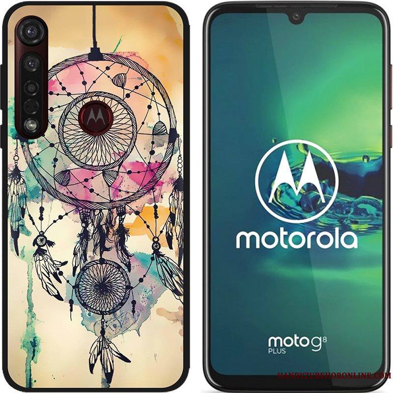 Moto G8 Plus Chaud Pu Tissu Délavé En Daim Coque Rose De Téléphone