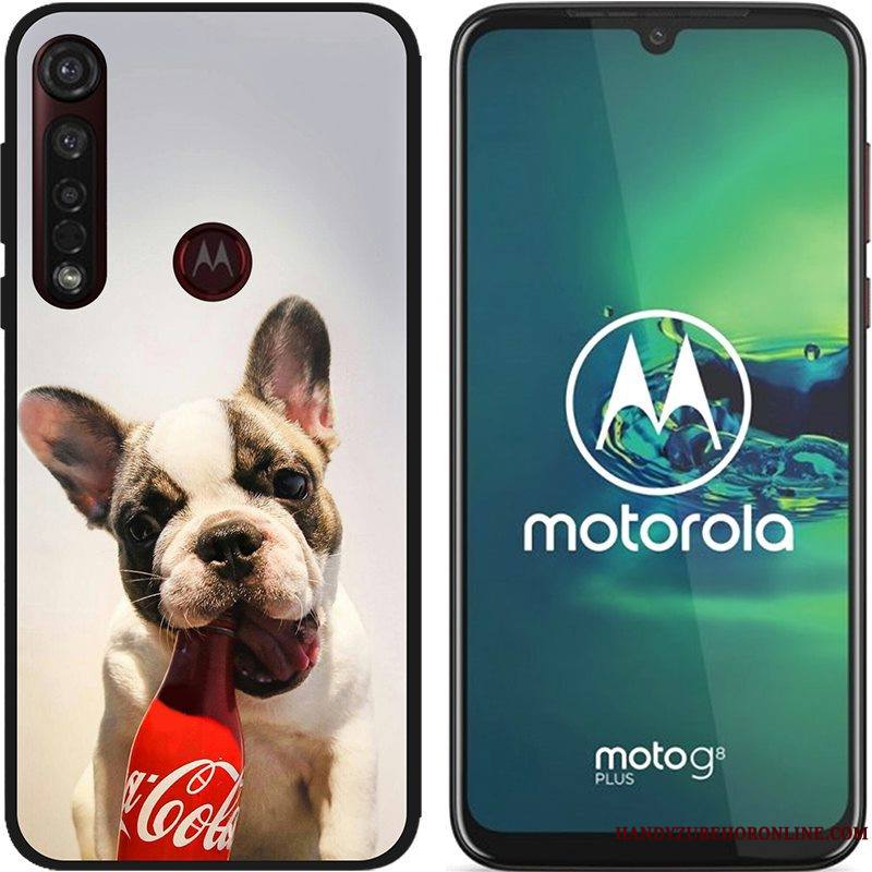 Moto G8 Plus Chaud Pu Tissu Délavé En Daim Coque Rose De Téléphone