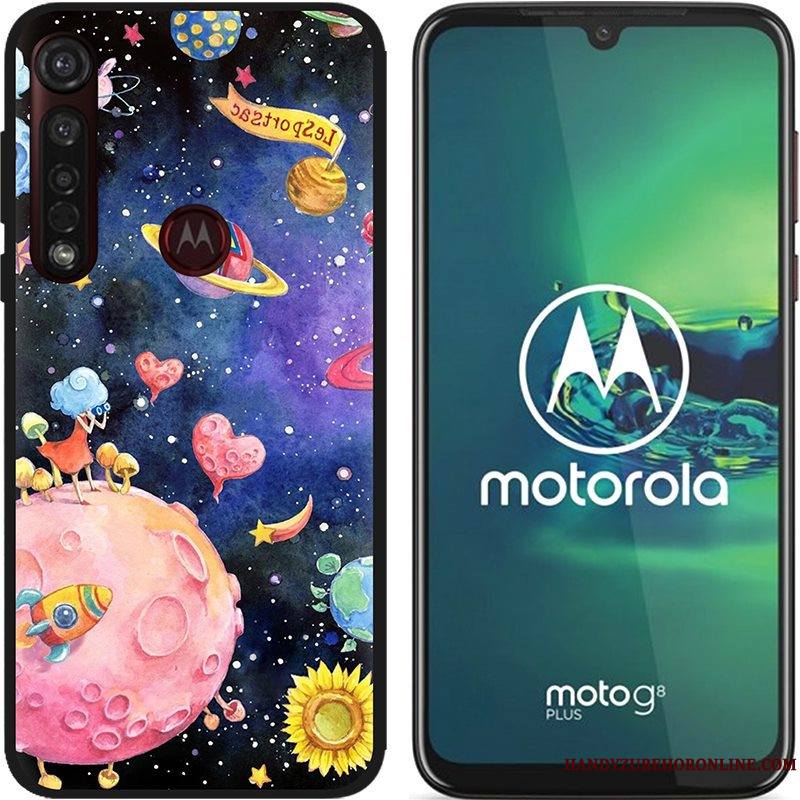 Moto G8 Plus Chaud Pu Tissu Délavé En Daim Coque Rose De Téléphone