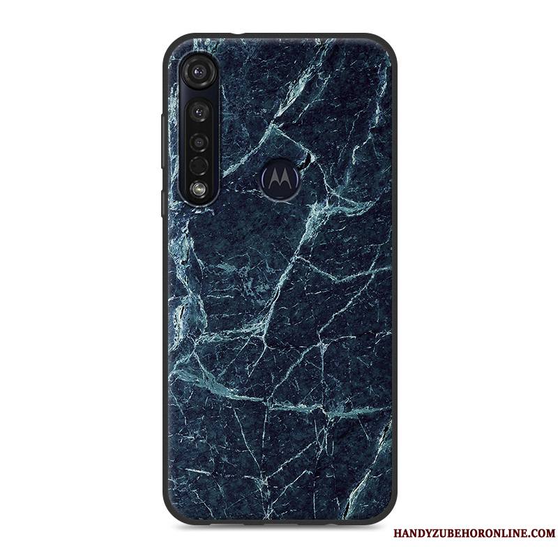 Moto G8 Plus Coque De Téléphone Délavé En Daim Simple En Silicone Grain De Bois Gris Vent