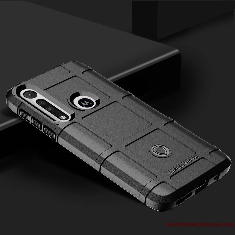 Moto G8 Plus Coque De Téléphone Étui Épaissir Noir Tout Compris Protection Incassable