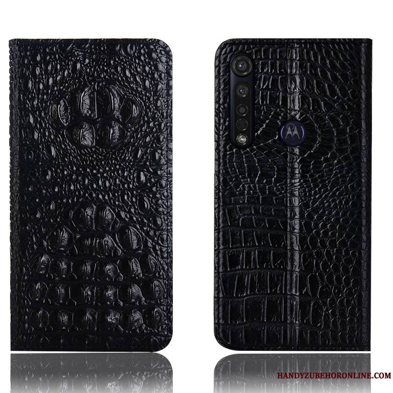 Moto G8 Plus Coque Tout Compris Incassable Crocodile Housse Protection Bleu Étui En Cuir