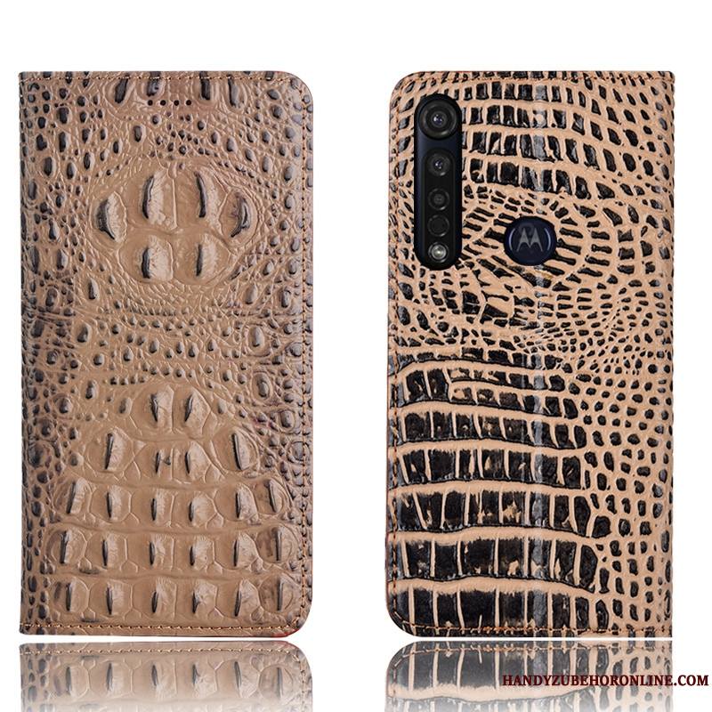 Moto G8 Plus Coque Tout Compris Incassable Crocodile Housse Protection Bleu Étui En Cuir