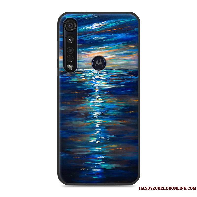 Moto G8 Plus Fluide Doux Coque En Silicone De Téléphone Gris Incassable Délavé En Daim Tout Compris