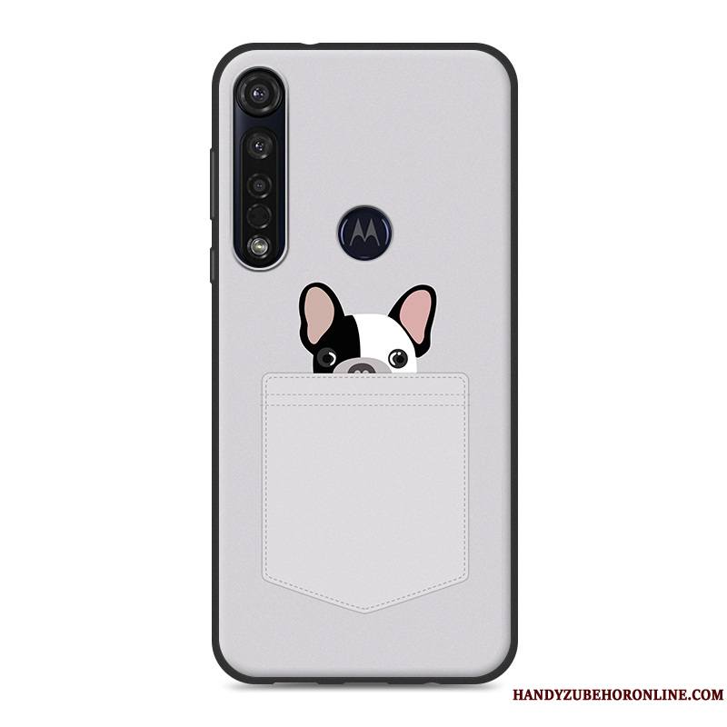 Moto G8 Plus Fluide Doux Coque En Silicone De Téléphone Gris Incassable Délavé En Daim Tout Compris