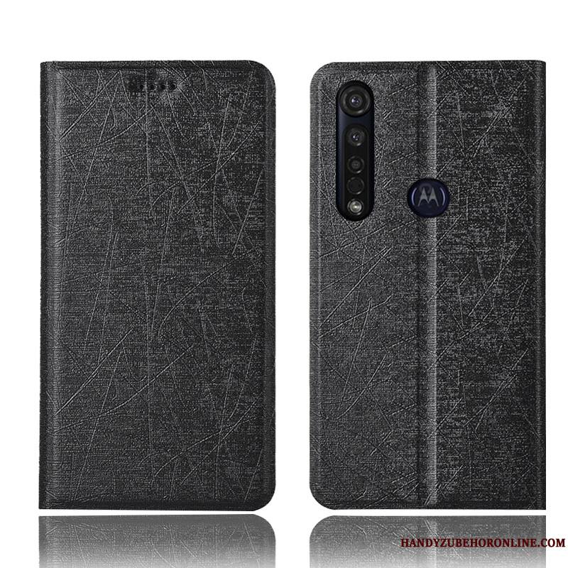 Moto G8 Plus Housse Modèle Fleurie Or Coque De Téléphone Soie Étui En Cuir Incassable