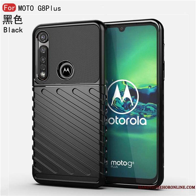 Moto G8 Plus Mince Tout Compris Fluide Doux Coque De Téléphone Étoile Noir Silicone