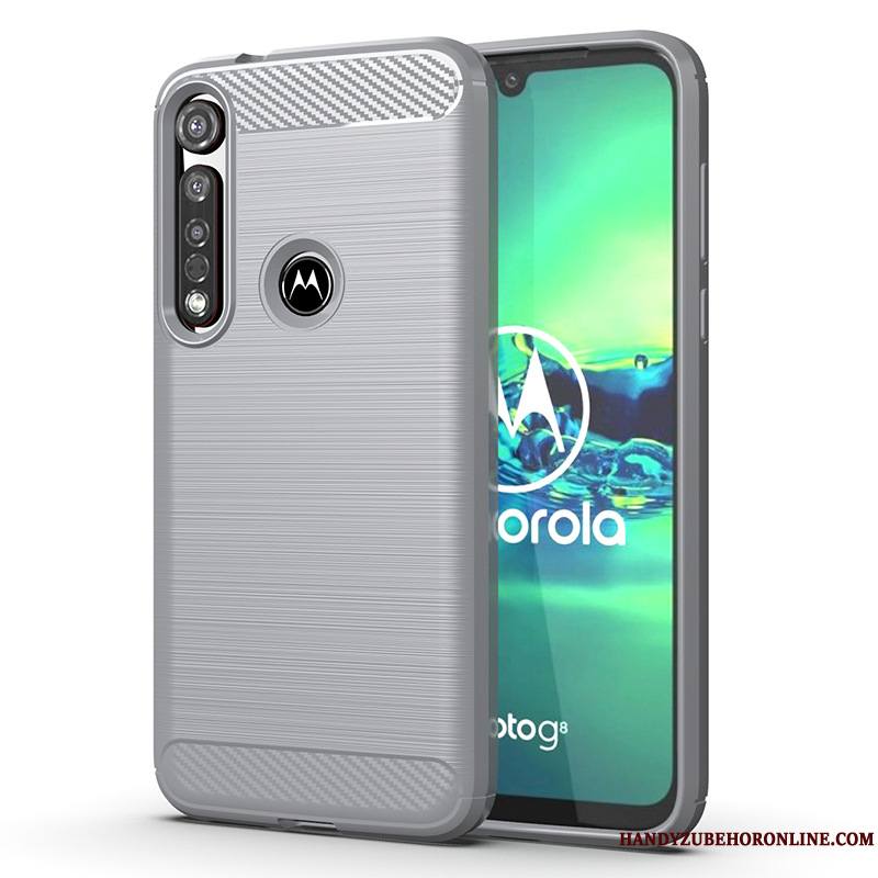 Moto G8 Plus Silicone Gris Coque De Téléphone Fluide Doux Soie Étui Modèle Fleurie