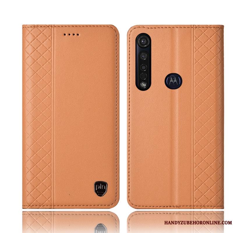 Moto G8 Plus Étui Jaune Incassable Coque De Téléphone Étui En Cuir Tout Compris Housse