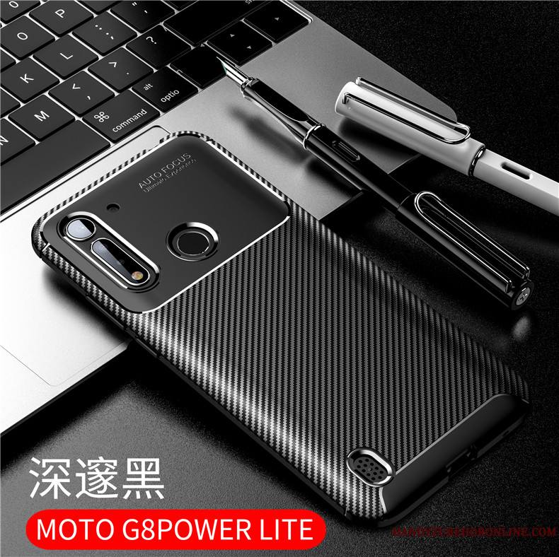 Moto G8 Power Lite Coque Délavé En Daim Bleu Protection Fluide Doux Étui Nouveau Tout Compris