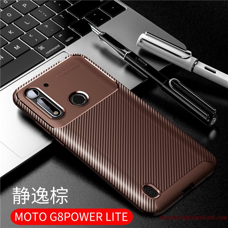 Moto G8 Power Lite Coque Délavé En Daim Bleu Protection Fluide Doux Étui Nouveau Tout Compris