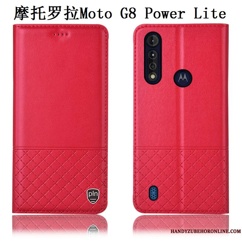 Moto G8 Power Lite Incassable Cuir Véritable Étui Coque De Téléphone Bleu Tout Compris Protection