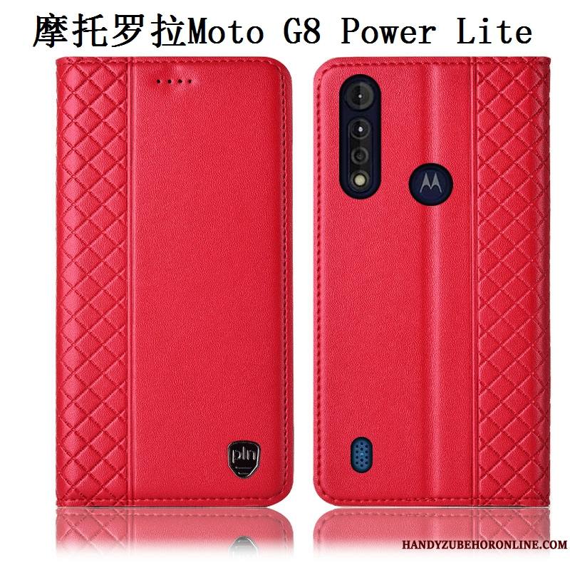 Moto G8 Power Lite Tout Compris Cuir Véritable Étui Protection Coque De Téléphone Marron Incassable