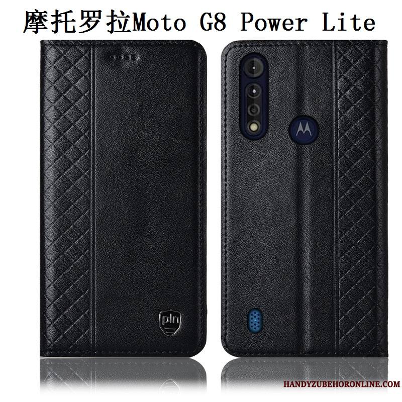 Moto G8 Power Lite Tout Compris Cuir Véritable Étui Protection Coque De Téléphone Marron Incassable