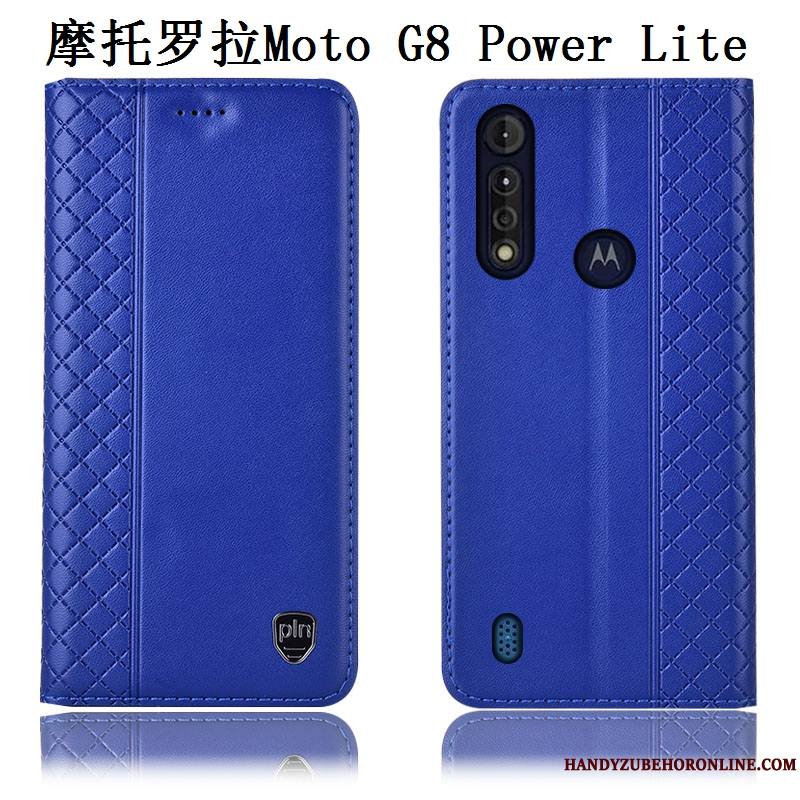 Moto G8 Power Lite Tout Compris Cuir Véritable Étui Protection Coque De Téléphone Marron Incassable