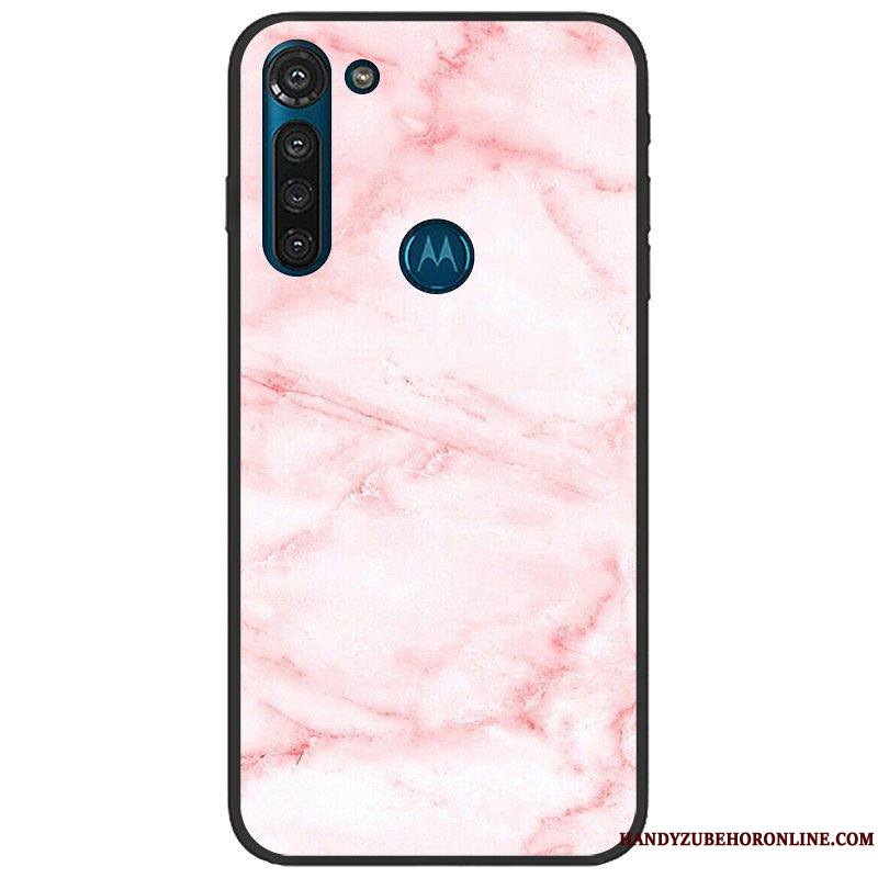 Moto G8 Power Noir Délavé En Daim Rose Fluide Doux Tendance Coque De Téléphone