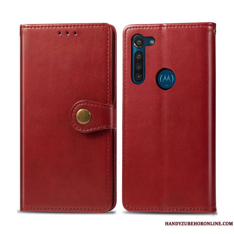 Moto G8 Power Ornements Suspendus Business Rouge Simple Housse Étui Coque De Téléphone