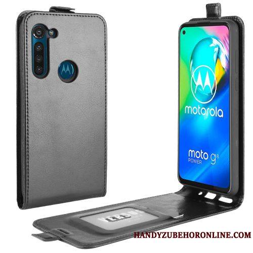 Moto G8 Power Protection Carte Coque De Téléphone Portefeuille Étui Support Noir