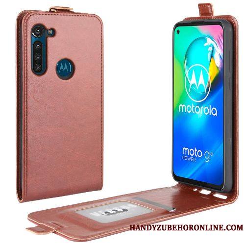 Moto G8 Power Protection Carte Coque De Téléphone Portefeuille Étui Support Noir